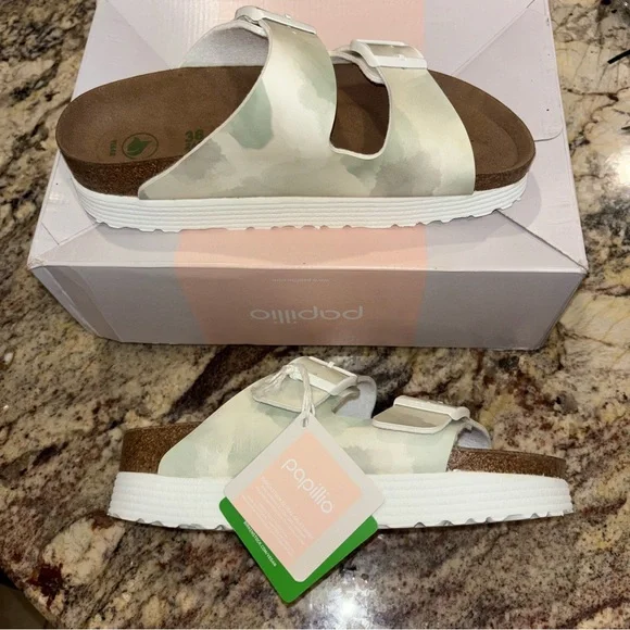 Birkenstock Papillio Green and Cream Sandals NEW - Picture 6 of 11